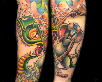 Tattoos - Mouse riding a snake!! YEEHAWW!!! - 21442